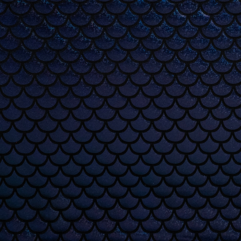 LAMINÉ MÉTALLISÉ SPANDEX ÉCAILLES BLEU FONCÉ