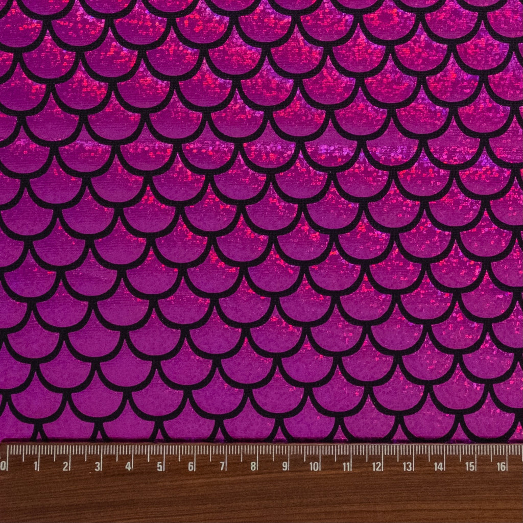 LAMINÉ MÉTALLIQUE SPANDEX ÉCAILLES ROSE FUCHSIA