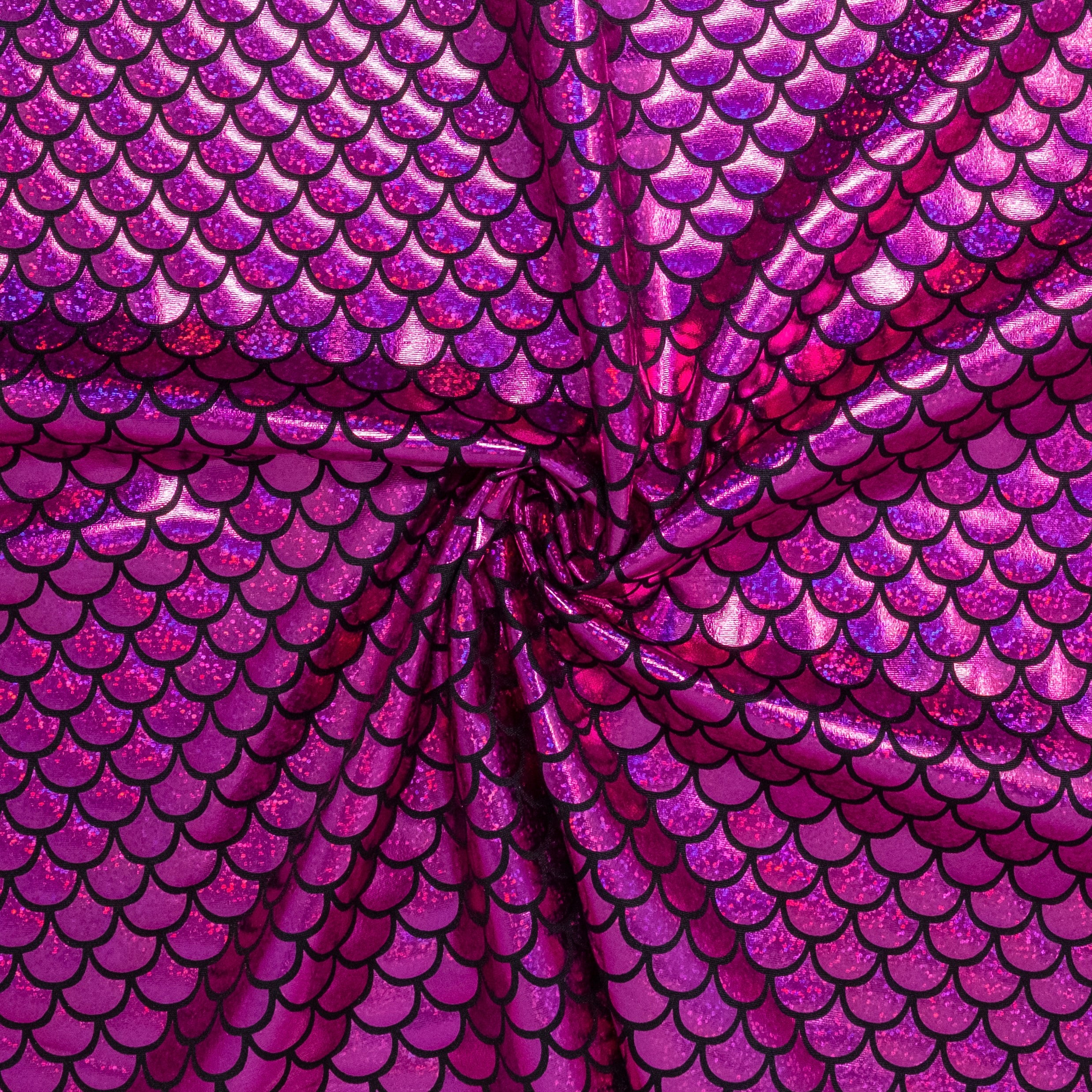 LAMINÉ MÉTALLIQUE SPANDEX ÉCAILLES ROSE FUCHSIA