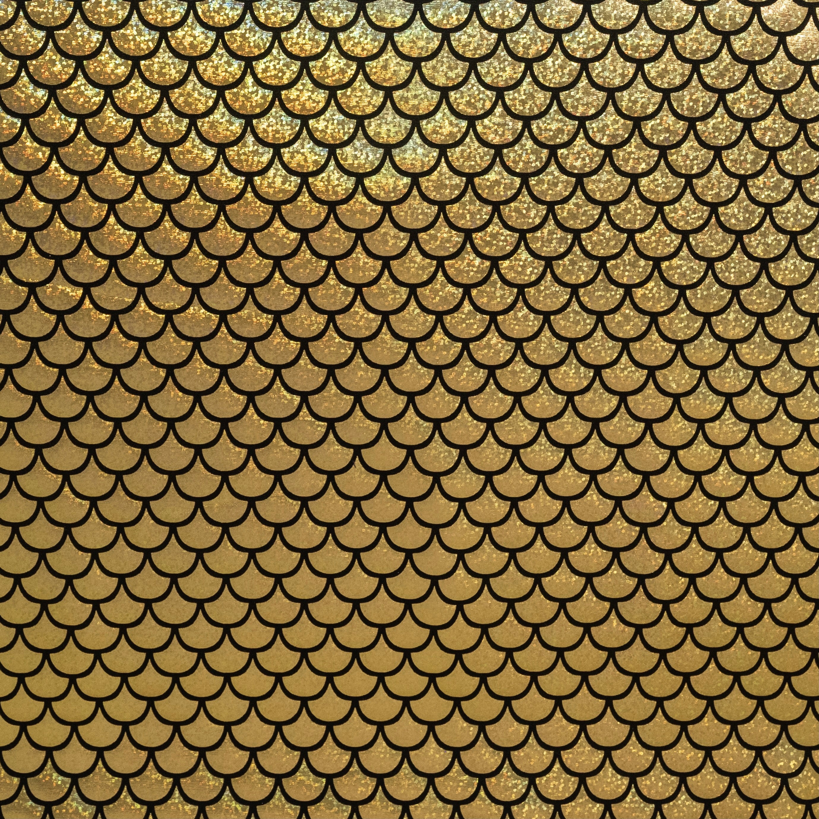 LAMINADO METÁLICO SPANDEX ESCAMAS DORADAS
