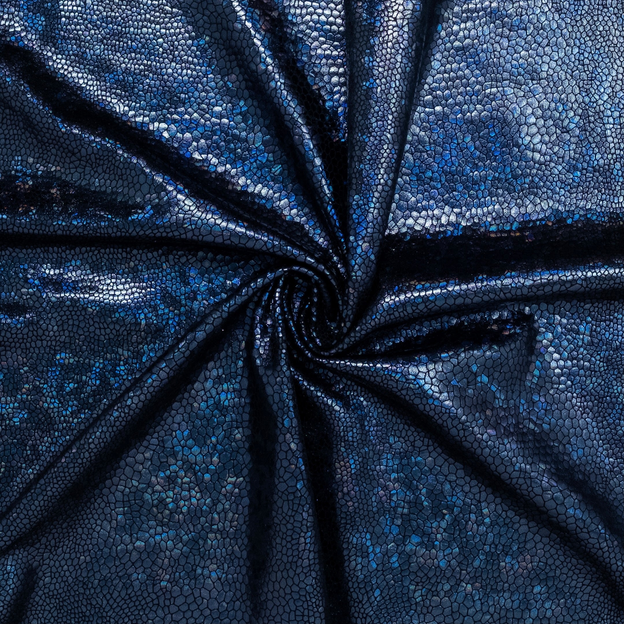 LAMINE MÉTALLIQUE SPANDEX SERPENT BLEU FONCÉ