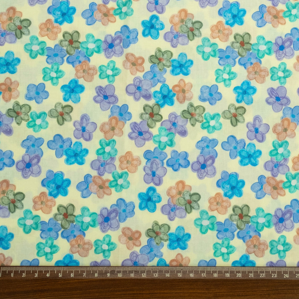 POPELÍN ESTAMPADO LIBERTY FLORES DE CAMPO AZUL