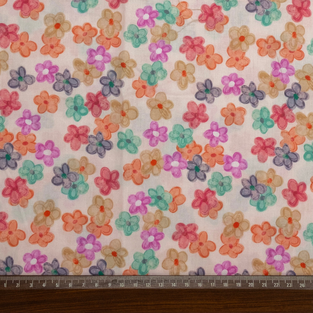 POPLIN ROSE À IMPRIMÉ FLEURS LIBERTY COUNTRYSIDE