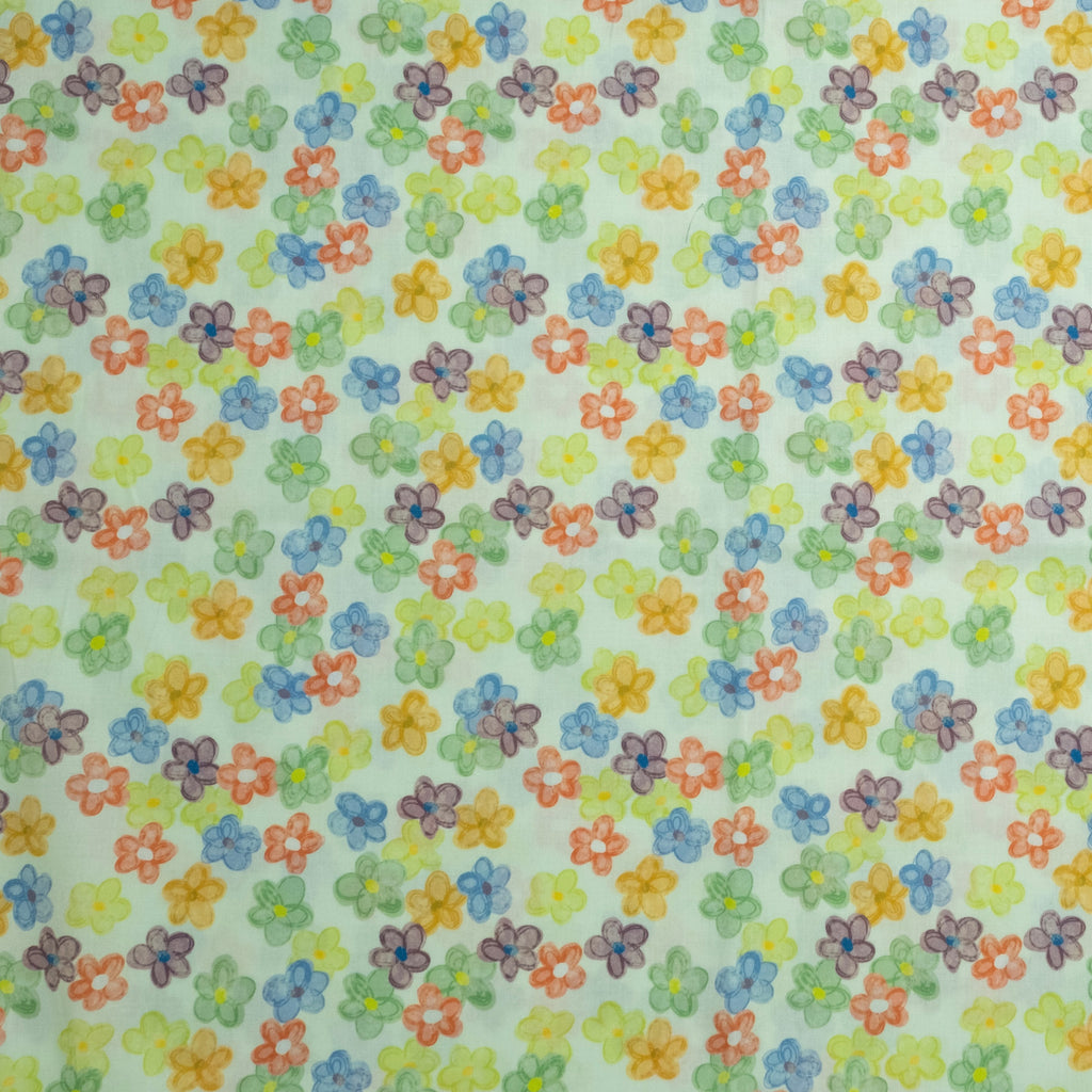 POPLIN VERT À FLEURS IMPRIMÉES LIBERTY FIELD