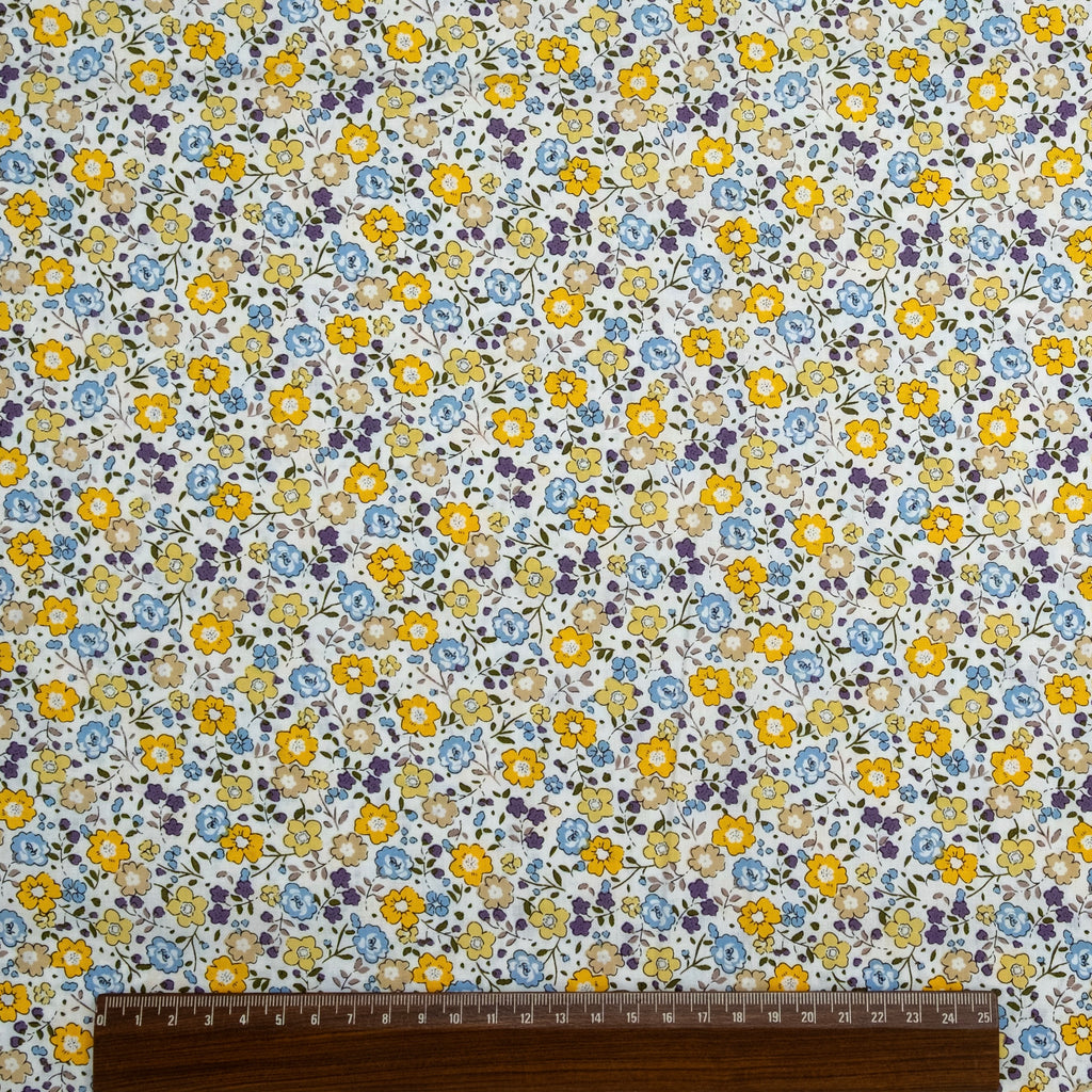 POPELÍN ESTAMPADO LIBERTY SOFT BETSY AMARILLO Y AZUL