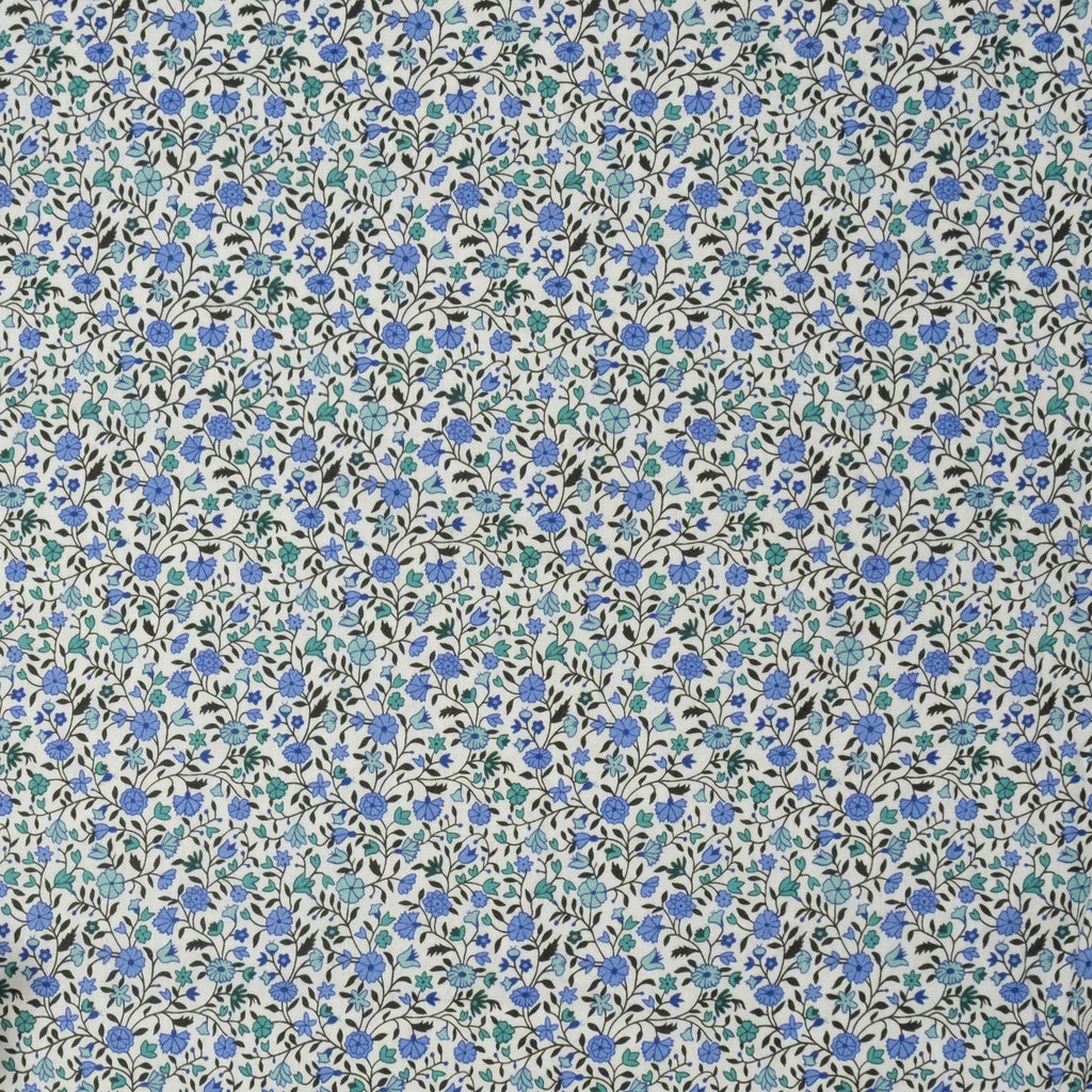 Popeline imprimée Liberty, bleu jardin provençal