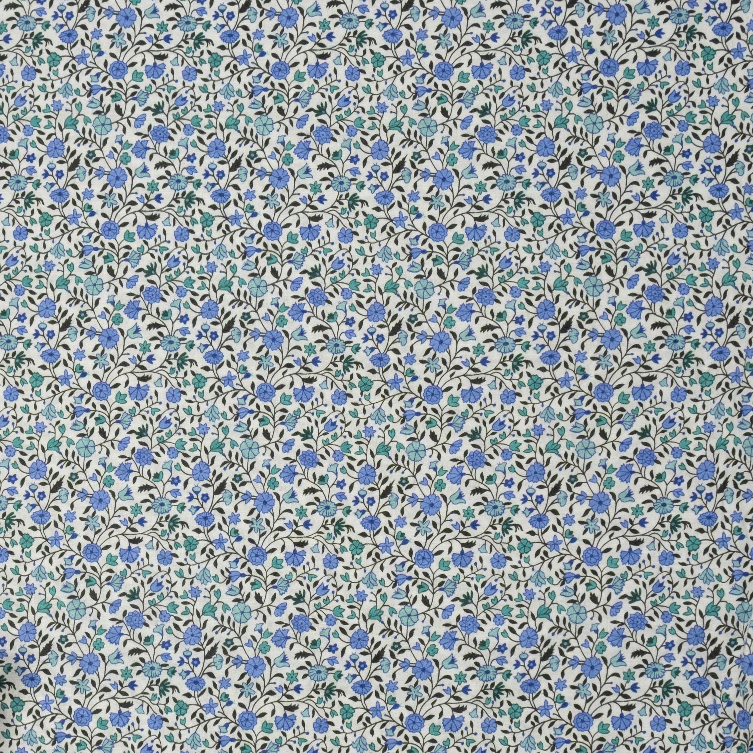 Popeline imprimée Liberty, bleu jardin provençal