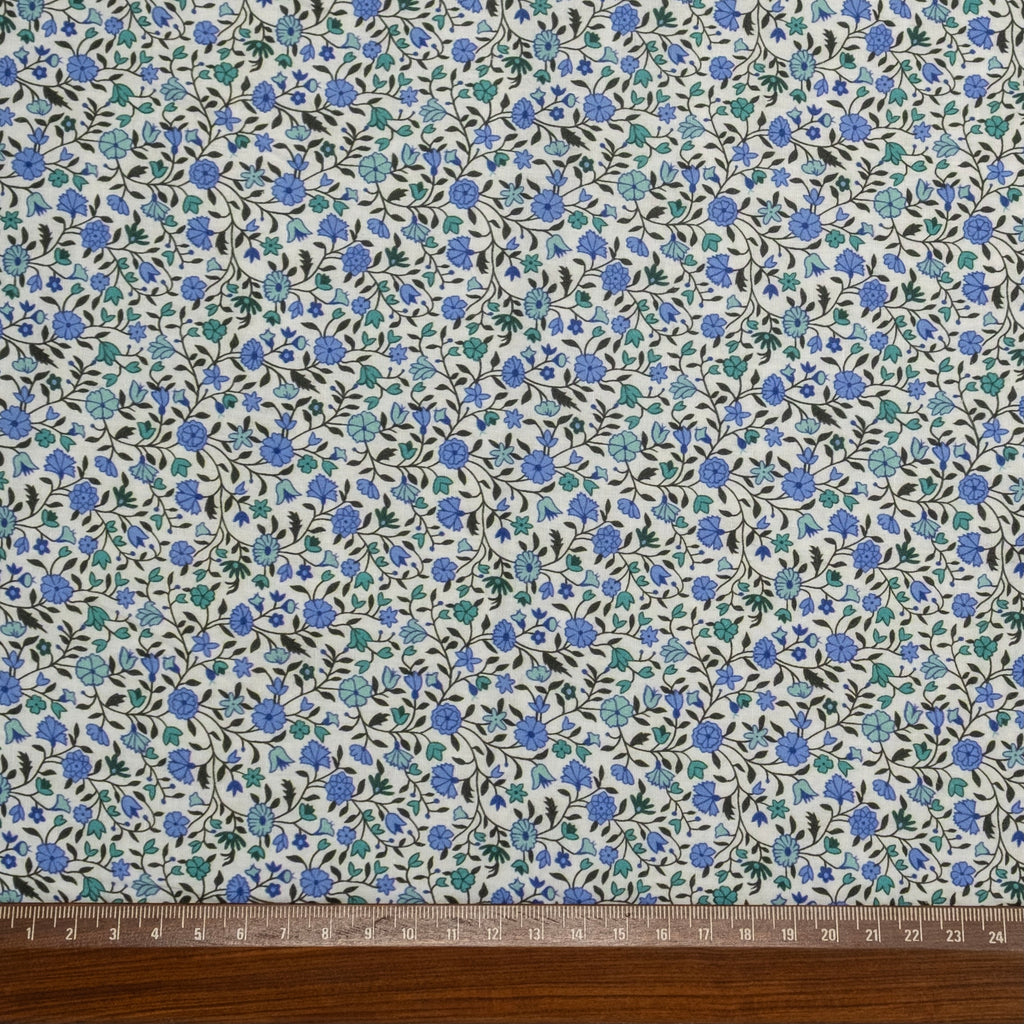 Popeline imprimée Liberty, bleu jardin provençal