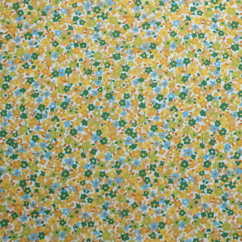LIBERTY VERBENA POPLINE IMPRIMÉE JAUNE-VERT