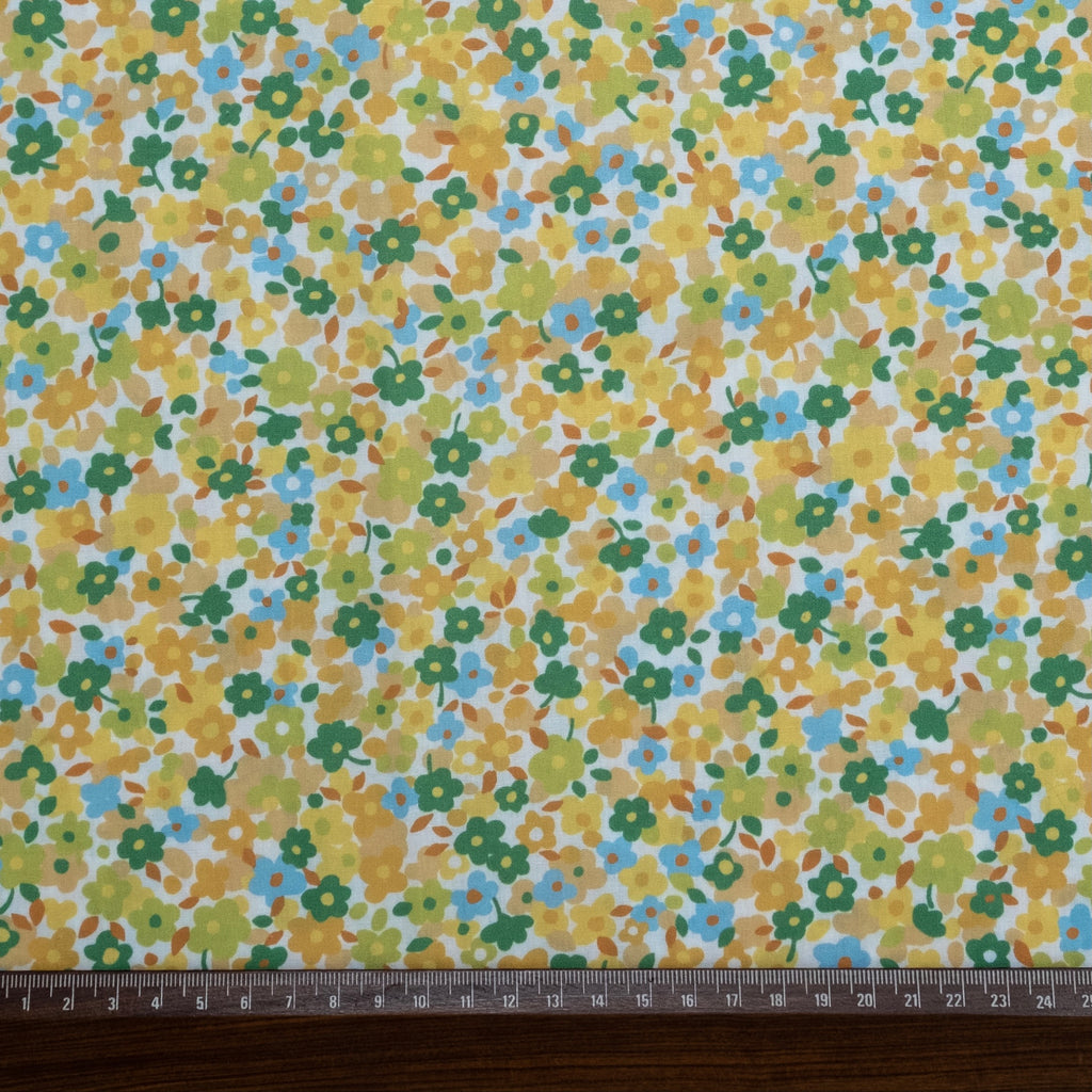 LIBERTY VERBENA POPLINE IMPRIMÉE JAUNE-VERT