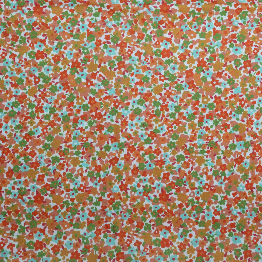 POPELÍN ESTAMPADO LIBERTY VERBENA NARANJA-VERDE