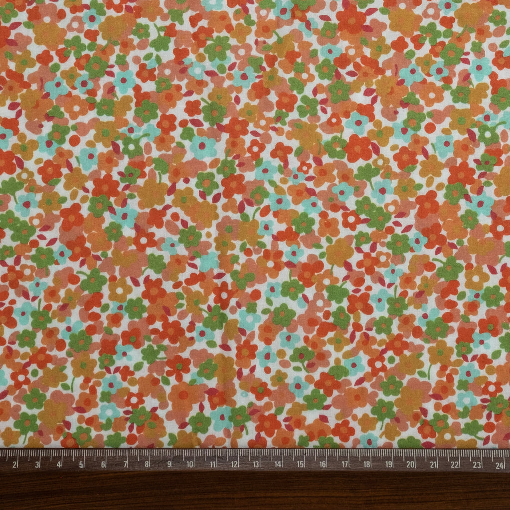 POPELÍN ESTAMPADO LIBERTY VERBENA NARANJA-VERDE