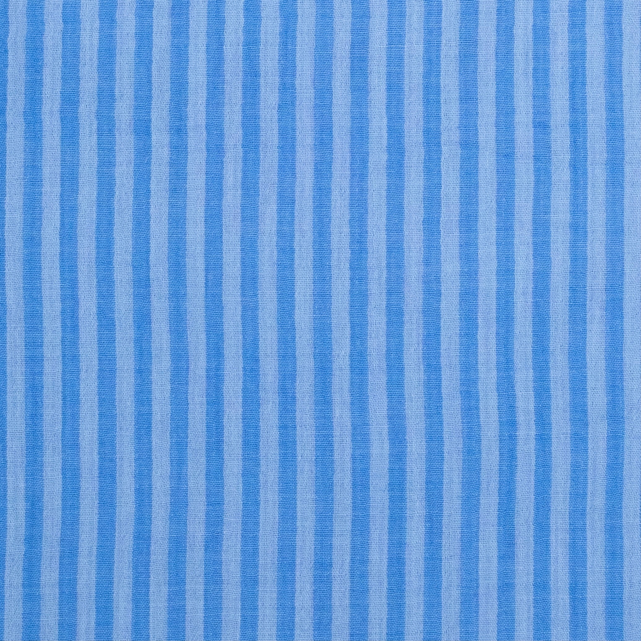 MUSELINA ESTAMPADA A RAYAS AZULES