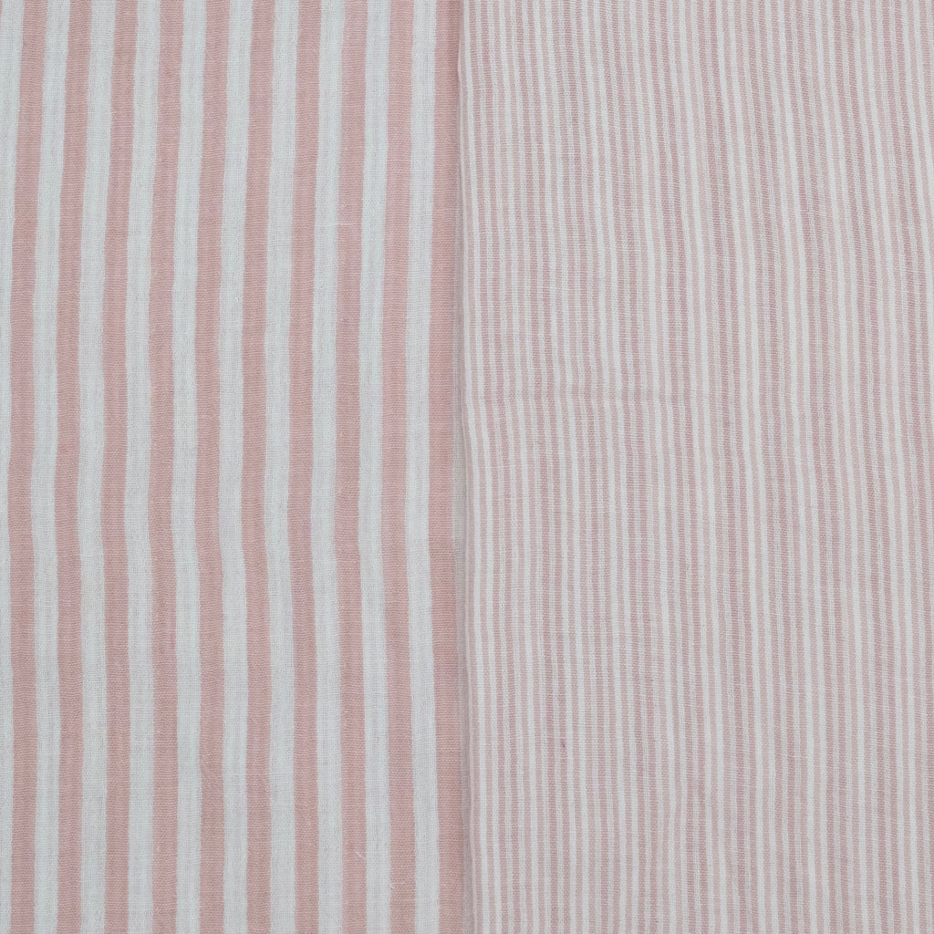 MUSELINA ESTAMPADA A RAYAS ROSA PALO