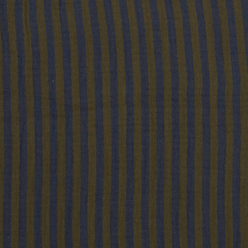 MUSELINA ESTAMPADA A RAYAS AZUL - KAKI