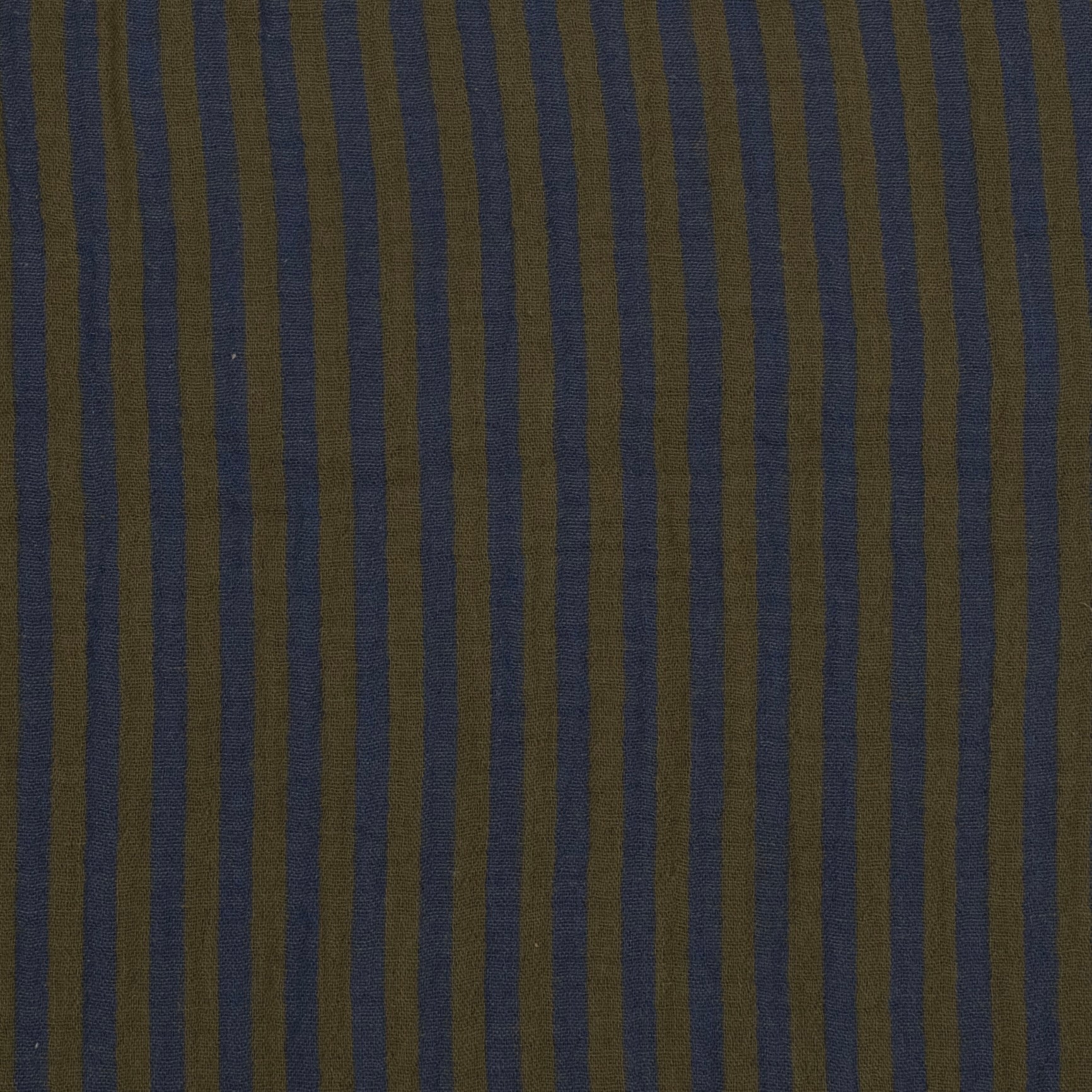 MUSELINA ESTAMPADA A RAYAS AZUL - KAKI