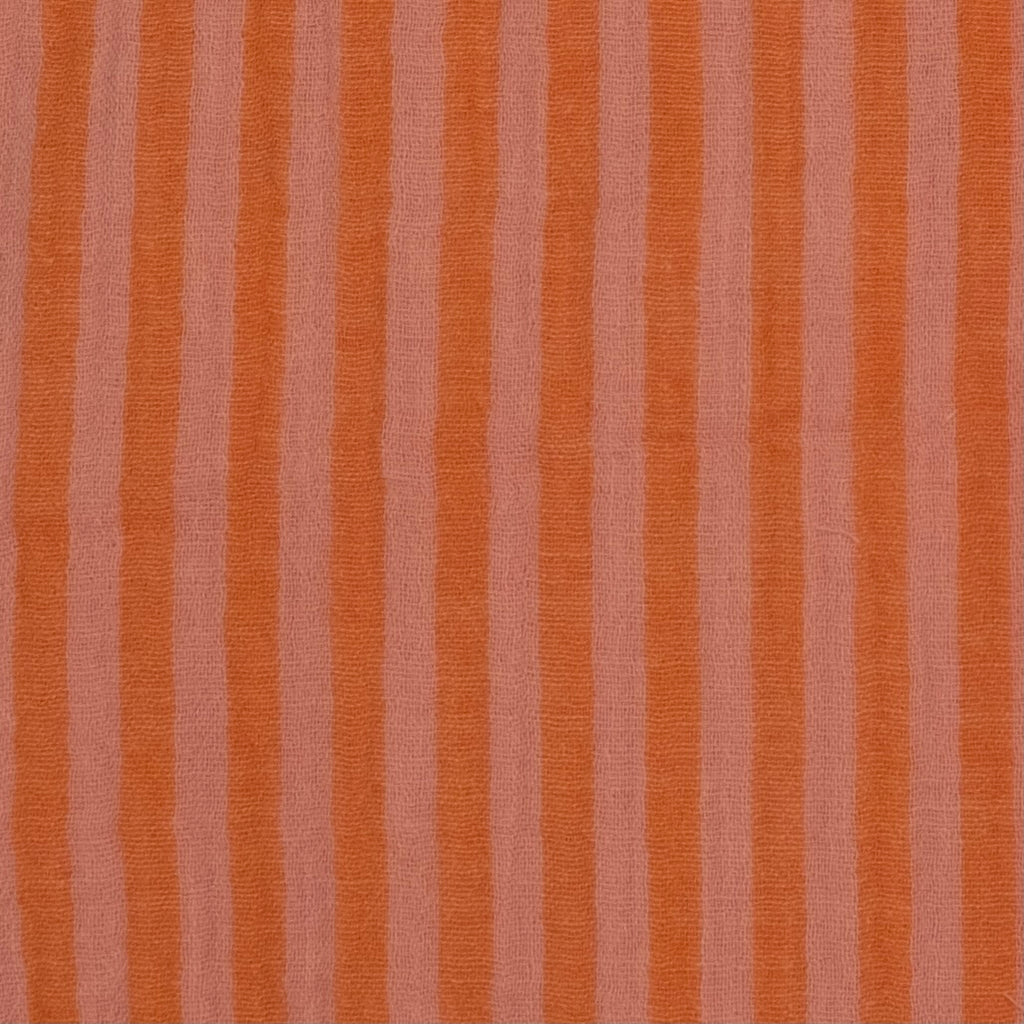 MUSELINA ESTAMPADA A RAYAS NARANJA - SALMÓN