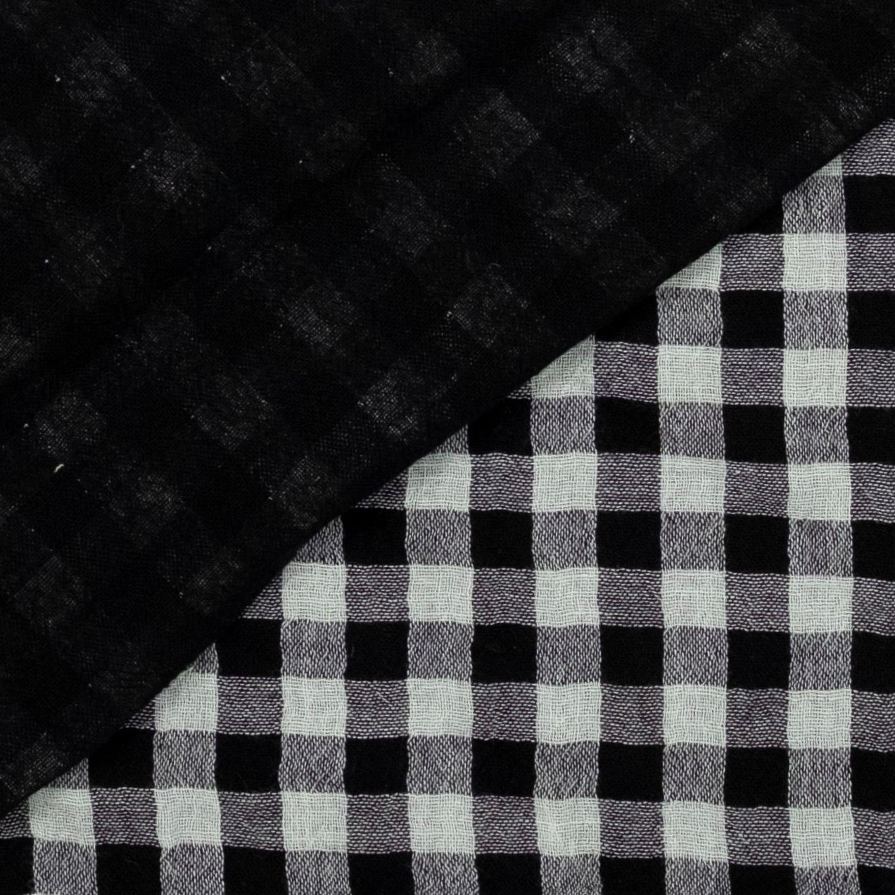 MUSELINA ESTAMPADA CUADROS NEGRA