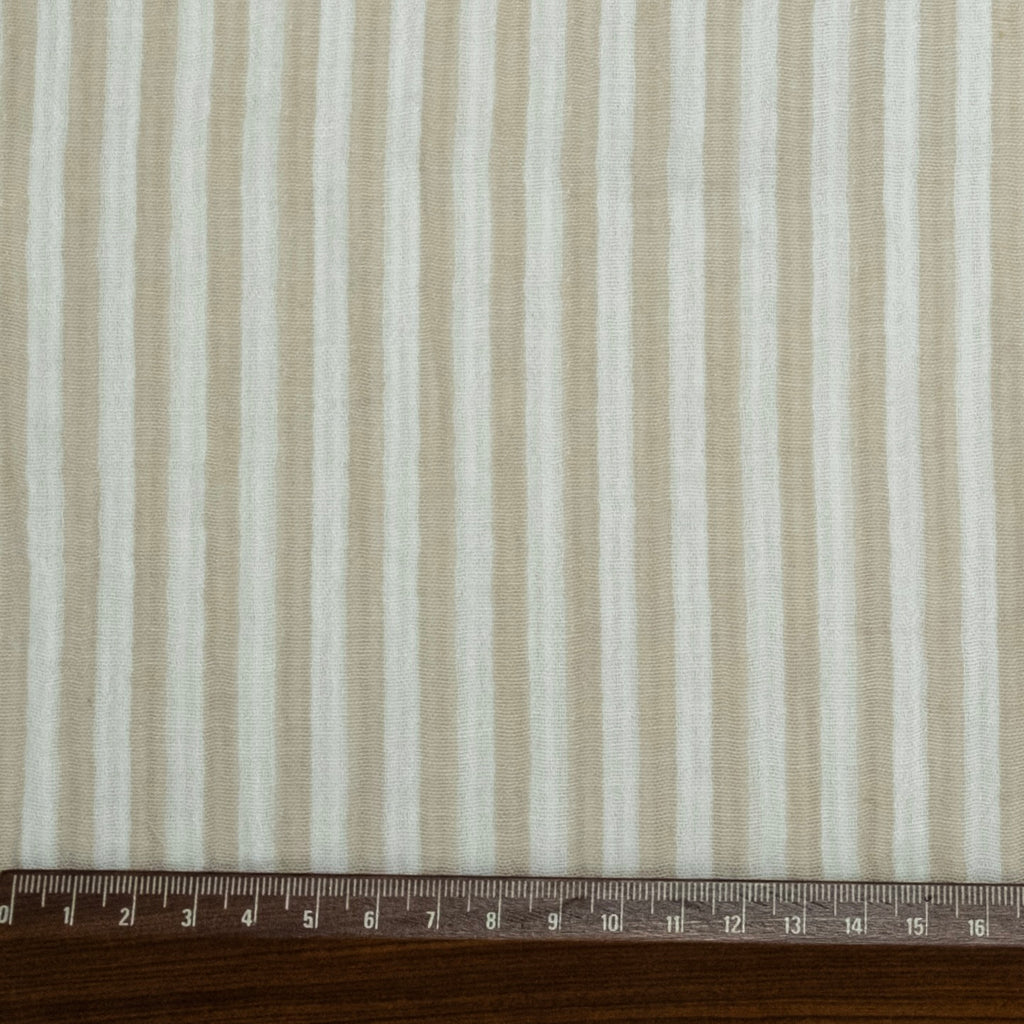 BEIGE STRIPED PRINTED MUSLIN