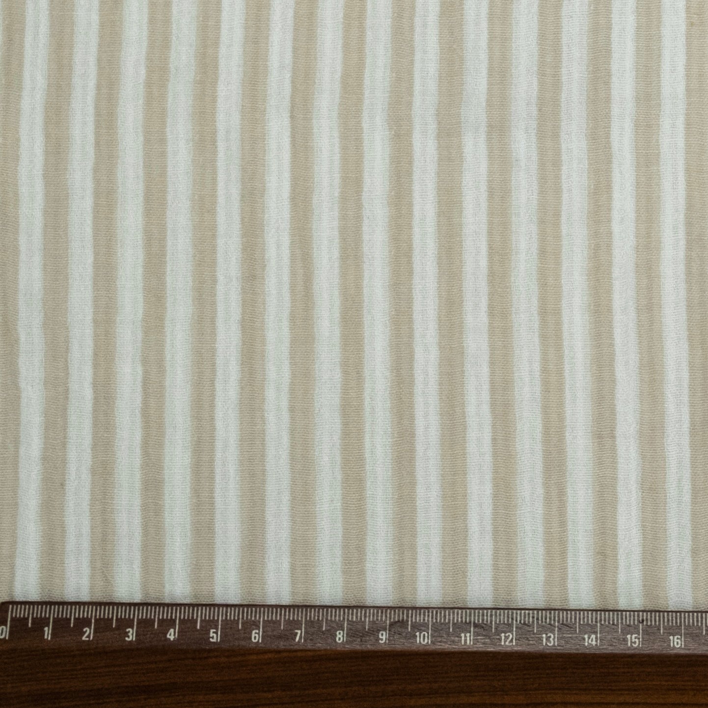 BEIGE STRIPED PRINTED MUSLIN