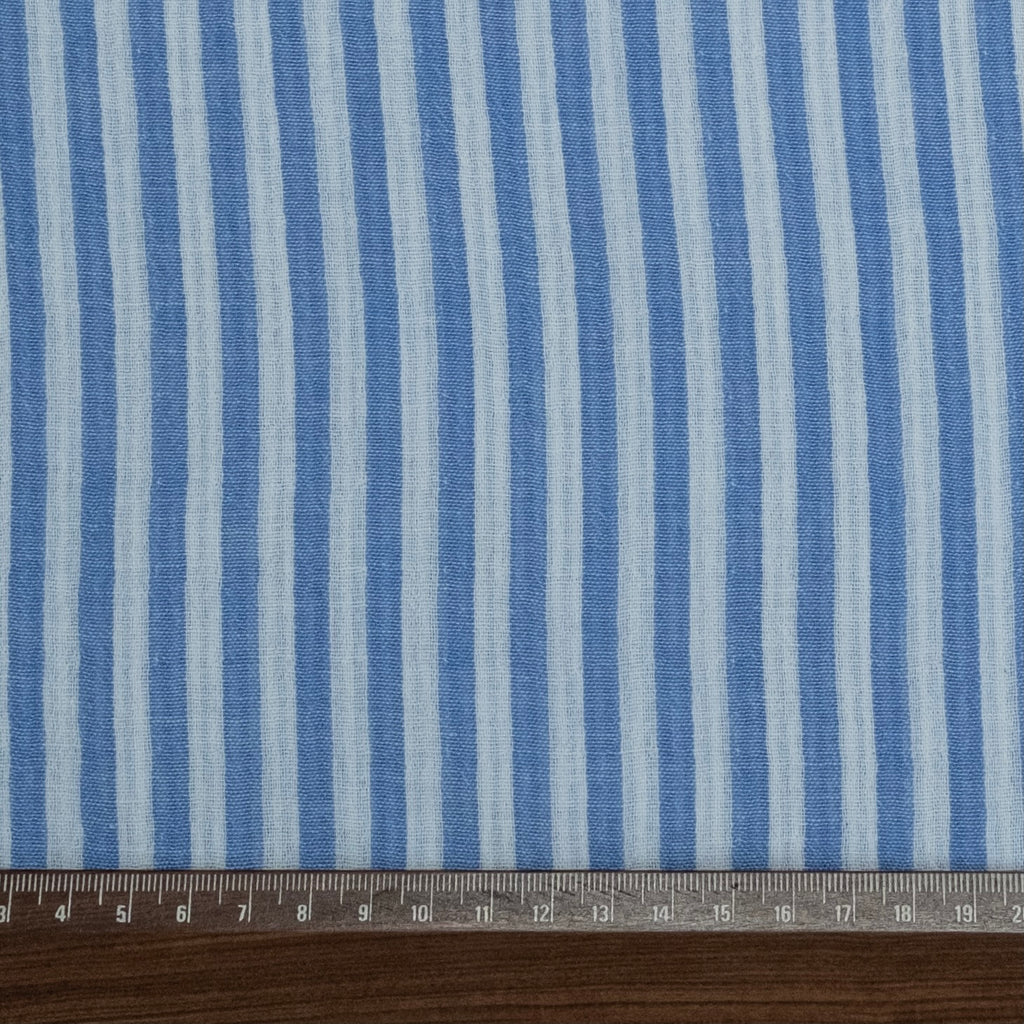 MUSELINA ESTAMPADA A RAYAS AZUL