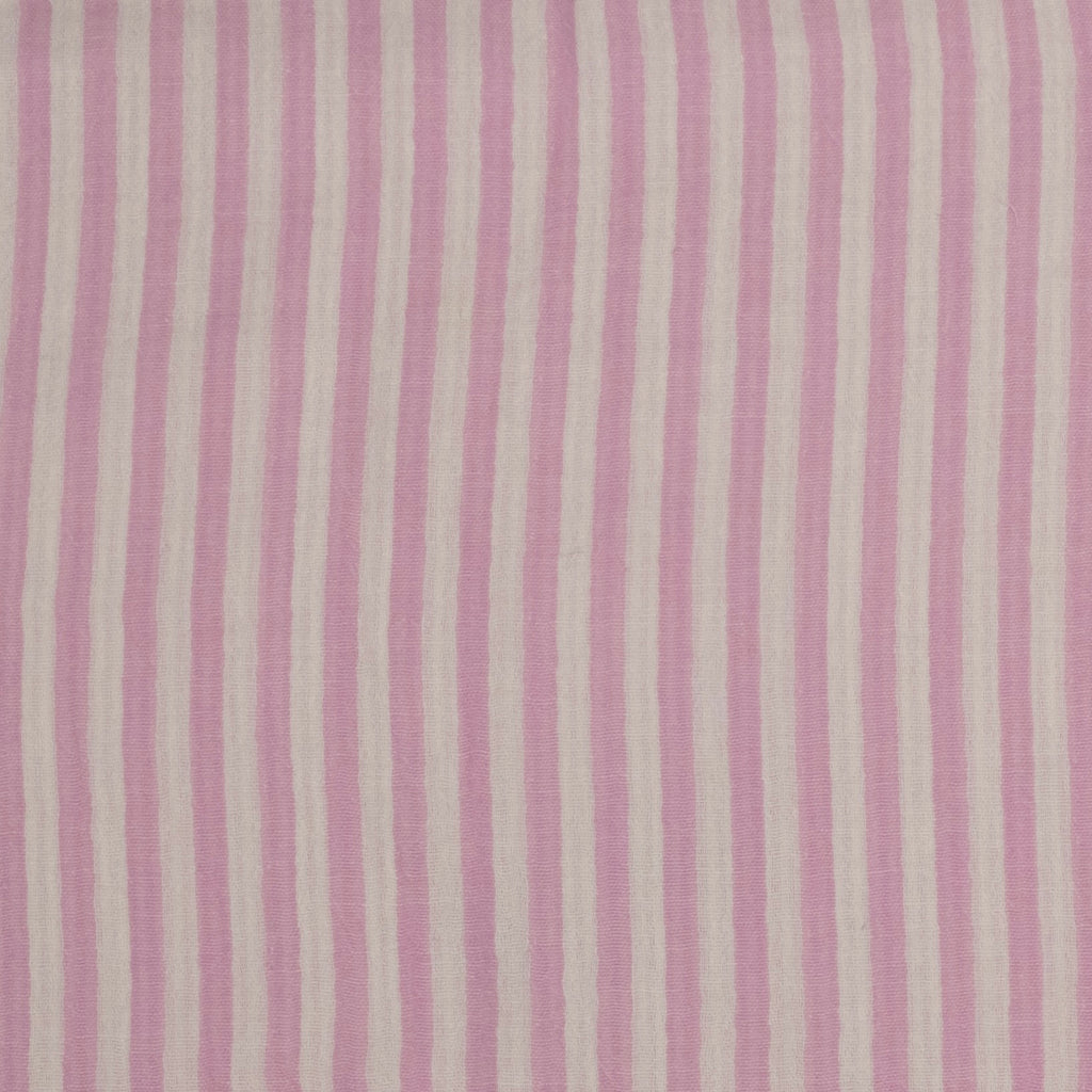 mousseline imprimée à rayures roses
