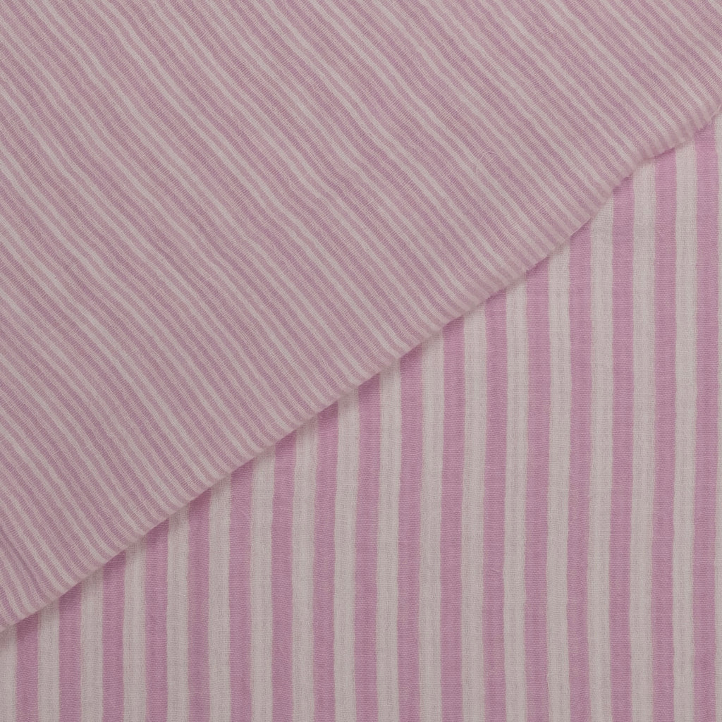 mousseline imprimée à rayures roses