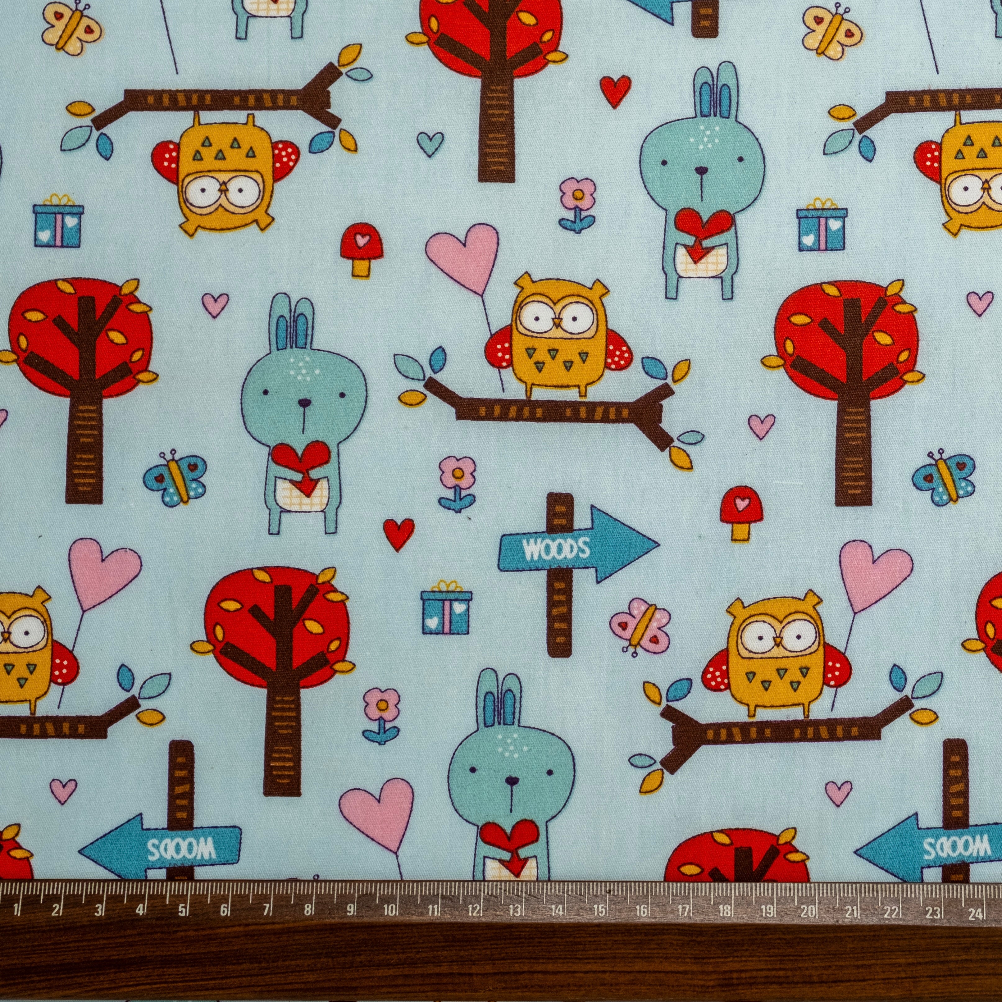 POPELÍN ESTAMPADO INFANTIL SUEÑOS DE BOSQUE AZUL