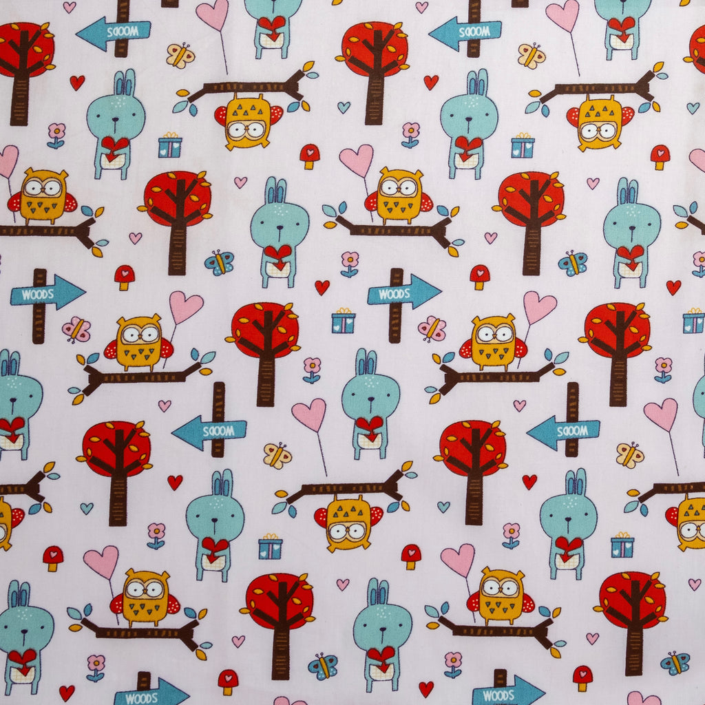 POPELÍN ESTAMPADO INFANTIL SUEÑOS DE BOSQUE ROSA