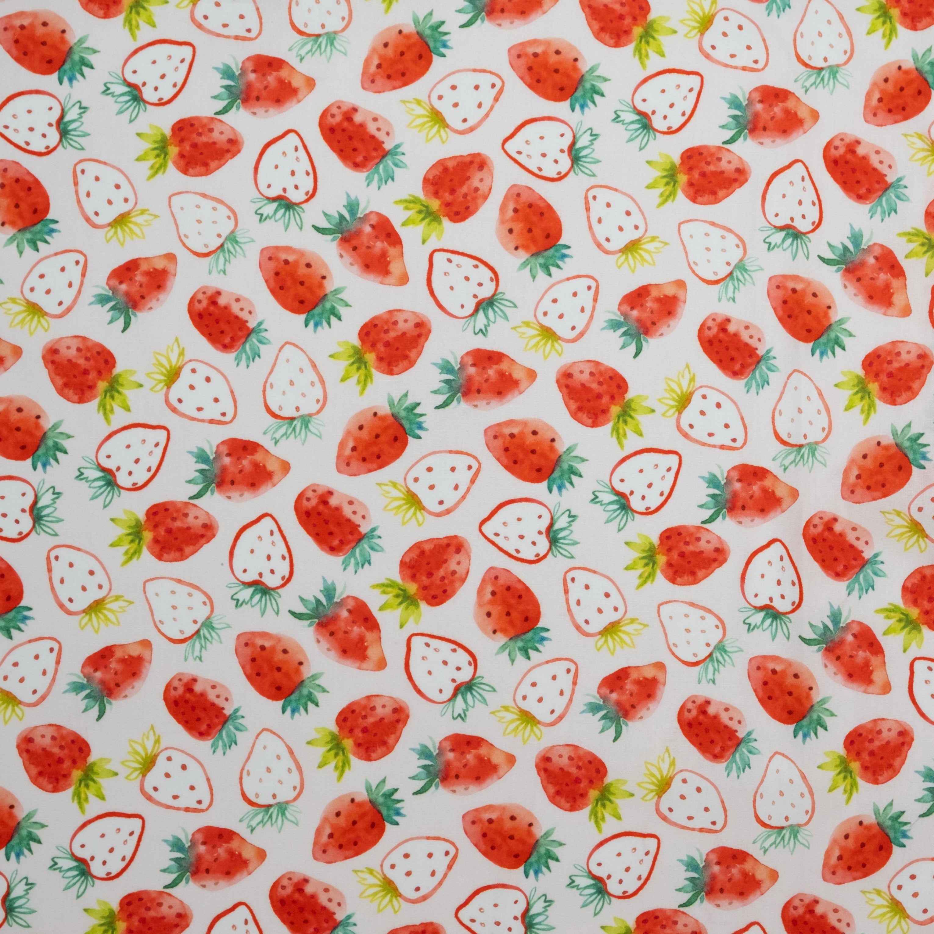 POPELÍN ESTAMPADO INFANTIL JARDÍN DE FRESAS ROJAS