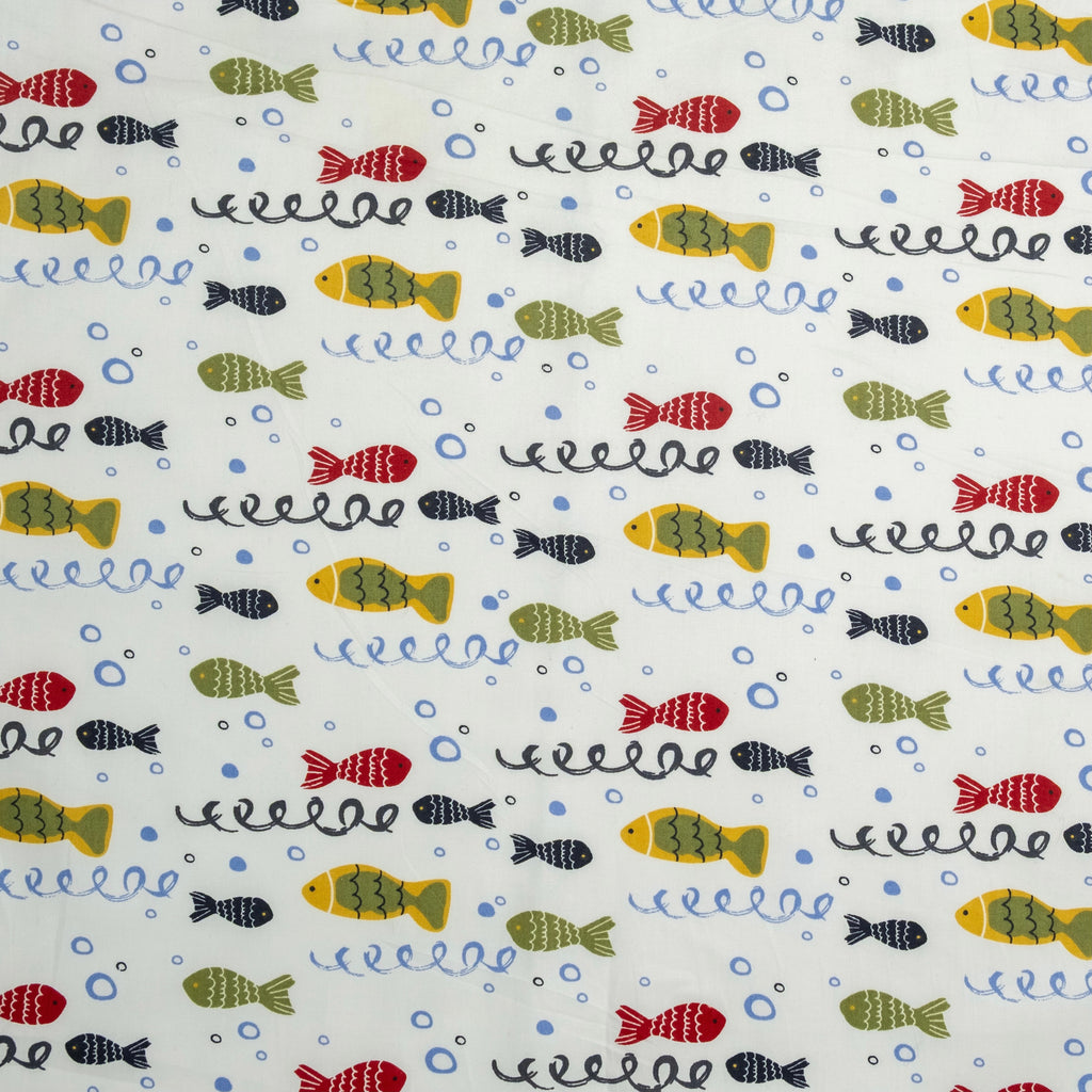 POPELÍN ESTAMPADO INFANTIL AQUARIUM BLANCO
