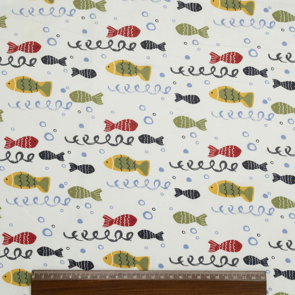 POPELÍN ESTAMPADO INFANTIL AQUARIUM BLANCO