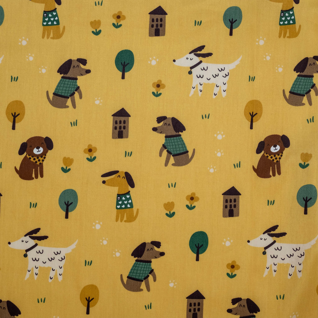 JARDIN D'ENFANTS EN POPLIN IMPRIMÉE JAUNE