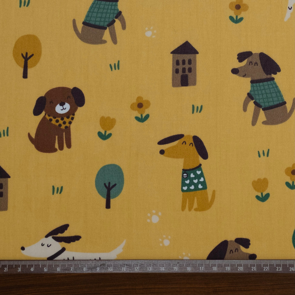 JARDIN D'ENFANTS EN POPLIN IMPRIMÉE JAUNE