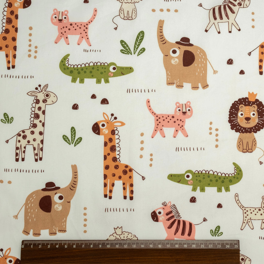 POPELÍN ESTAMPADO INFANTIL SAFARI BLANCO