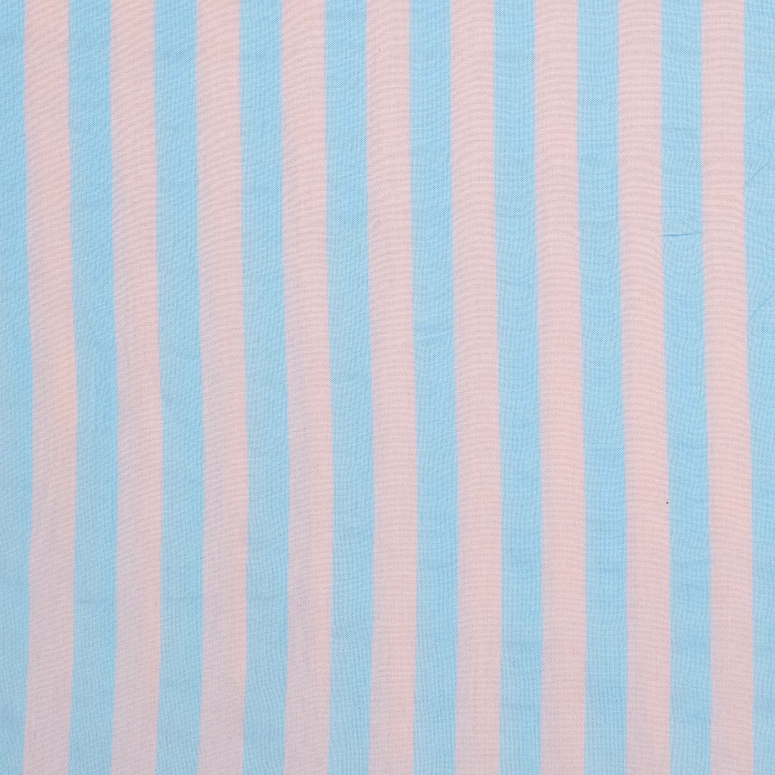 POPELÍN ESTAMPADO RAYAS PASTEL ROSA PALO - AZUL