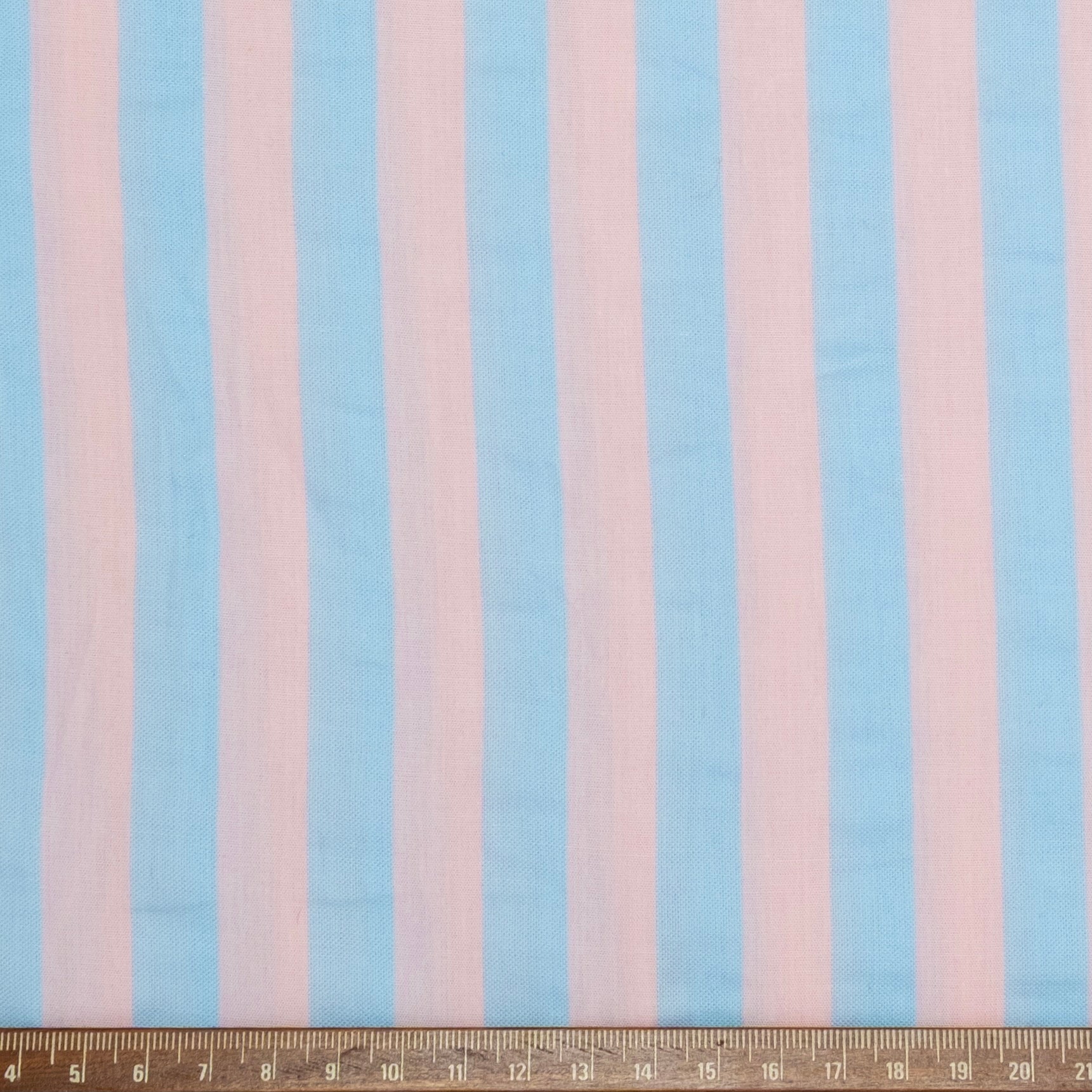 POPELÍN ESTAMPADO RAYAS PASTEL ROSA PALO - AZUL