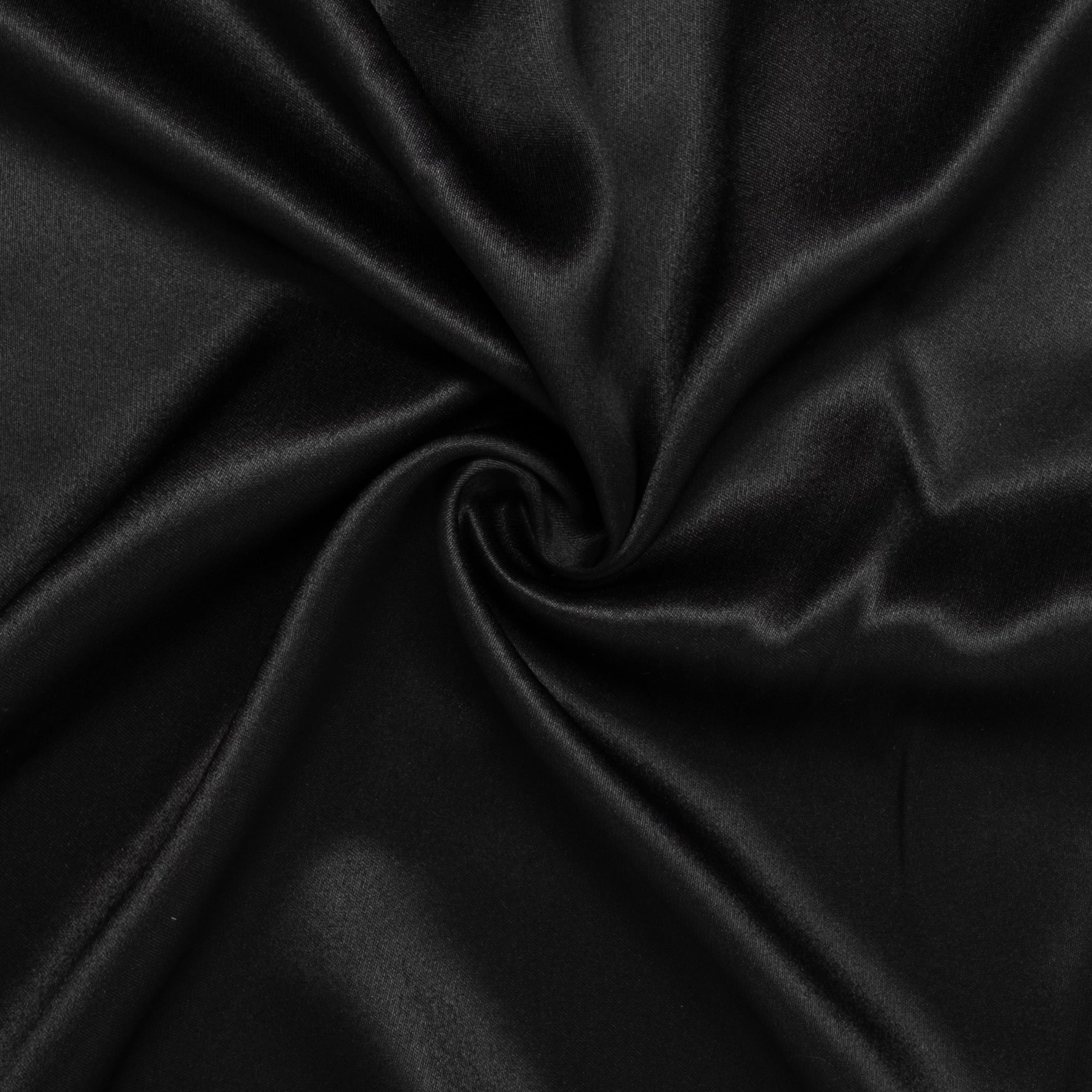 SATIN DE SOIE NOIR ÉPAIS