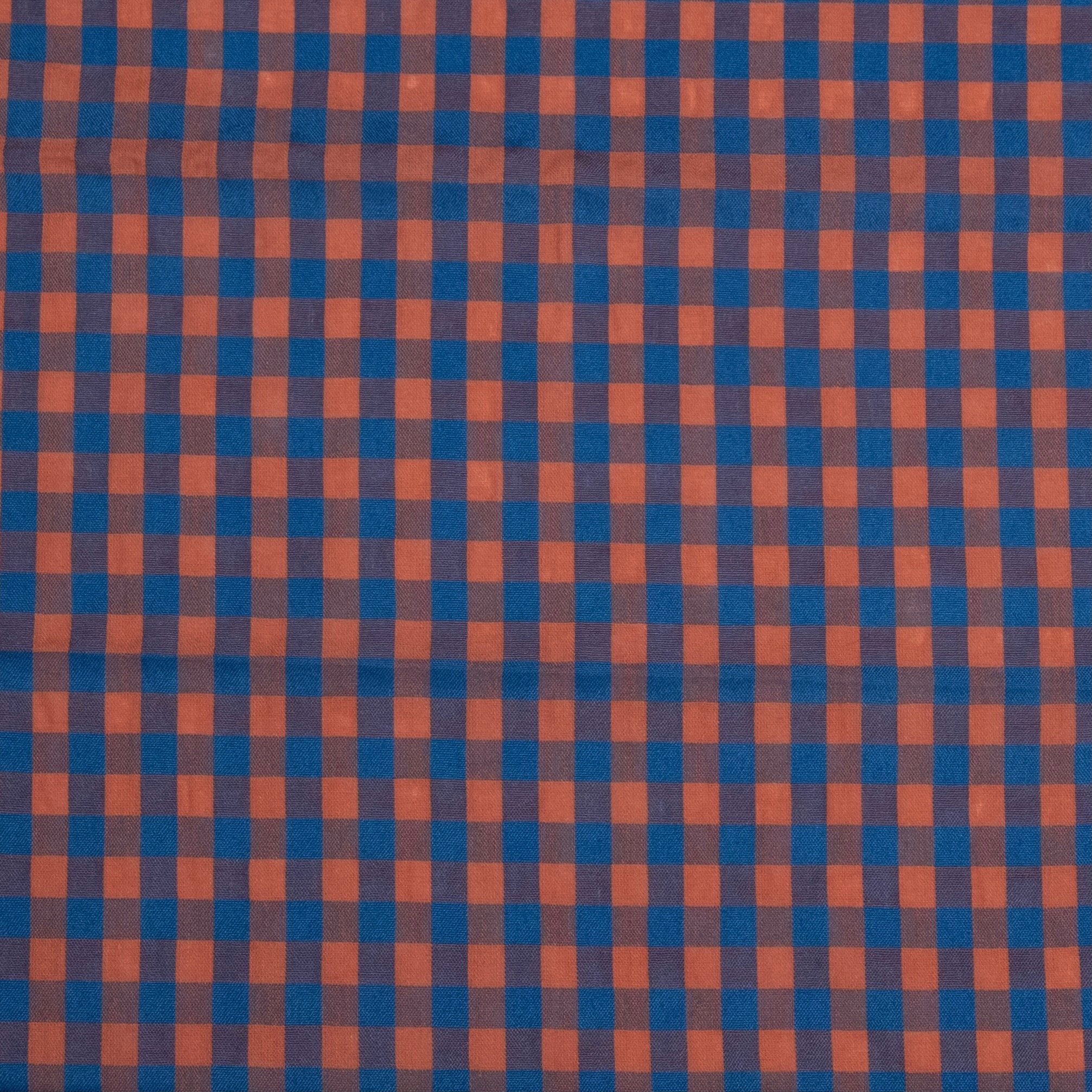 VICHY SEERSUCKER AZUL - NARANJA