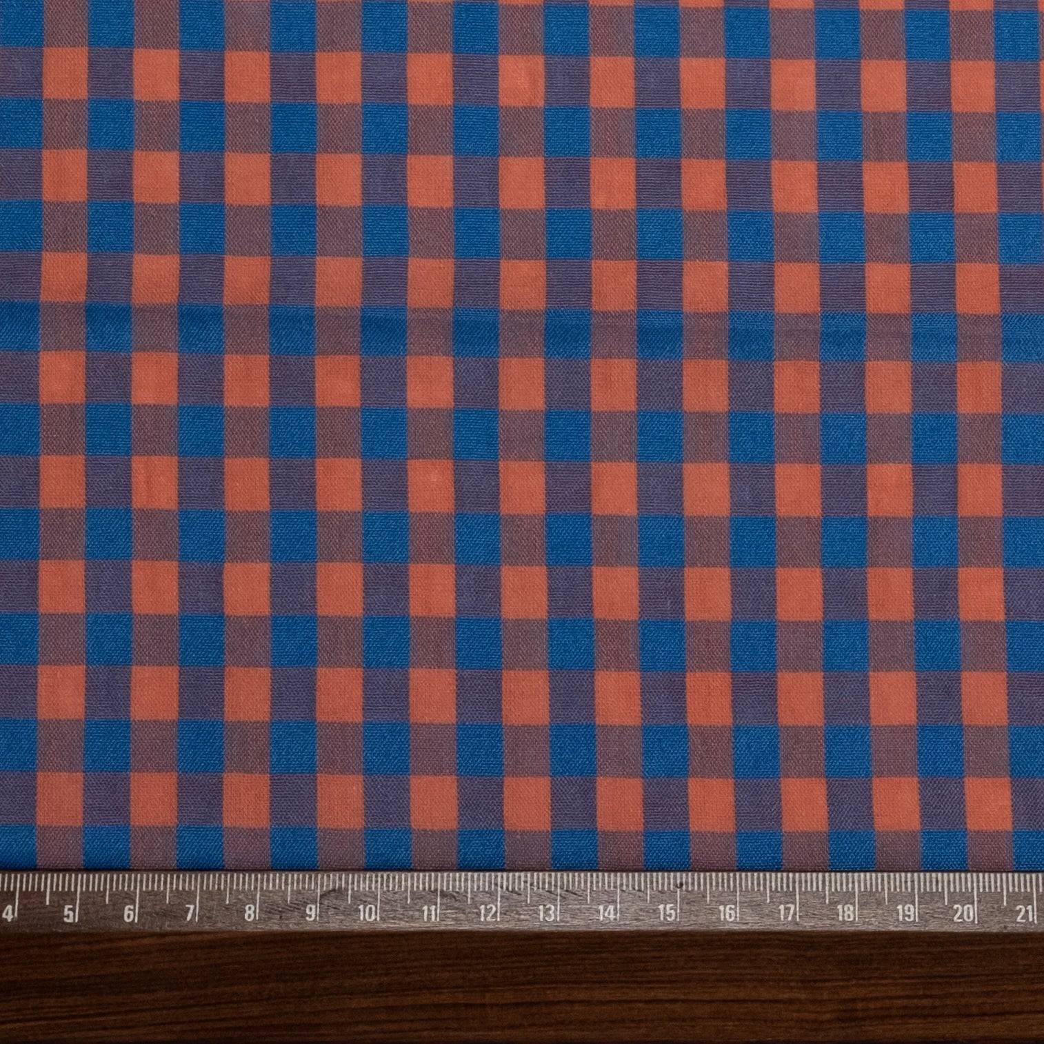 VICHY SEERSUCKER AZUL - NARANJA