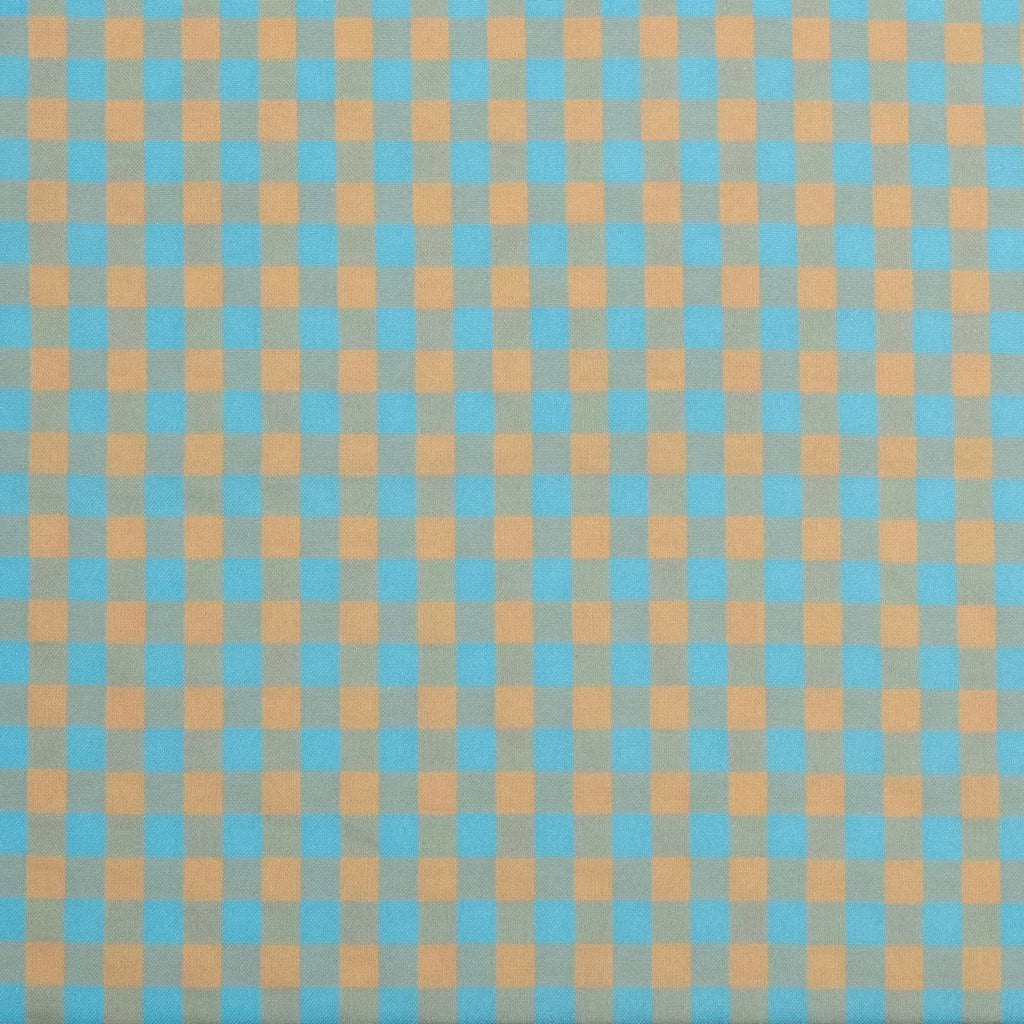 VICHY SEERSUCKER AZUL - BEIGE