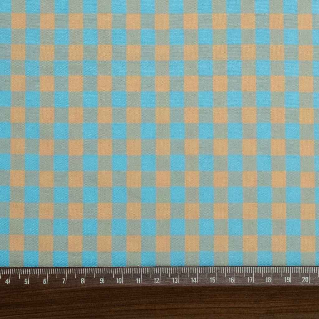 VICHY SEERSUCKER AZUL - BEIGE